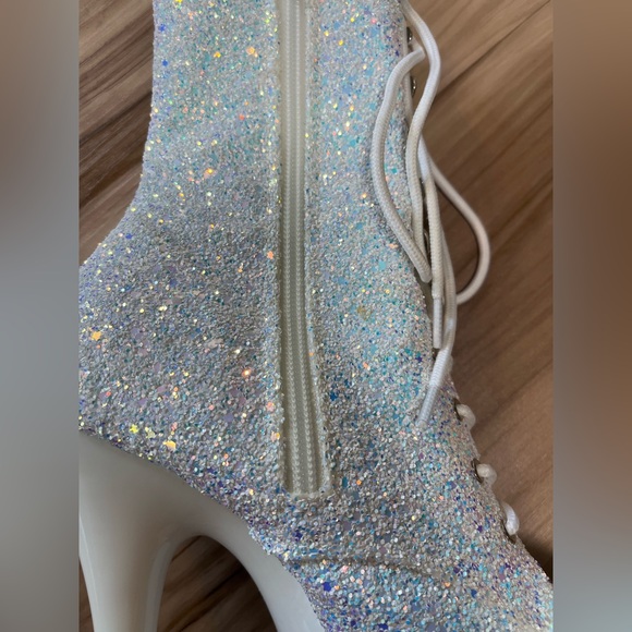 Pleaser Neon White Multi Glitter Sexy Platform Shoes 7” Womens Size 8 US - Picture 6 of 10